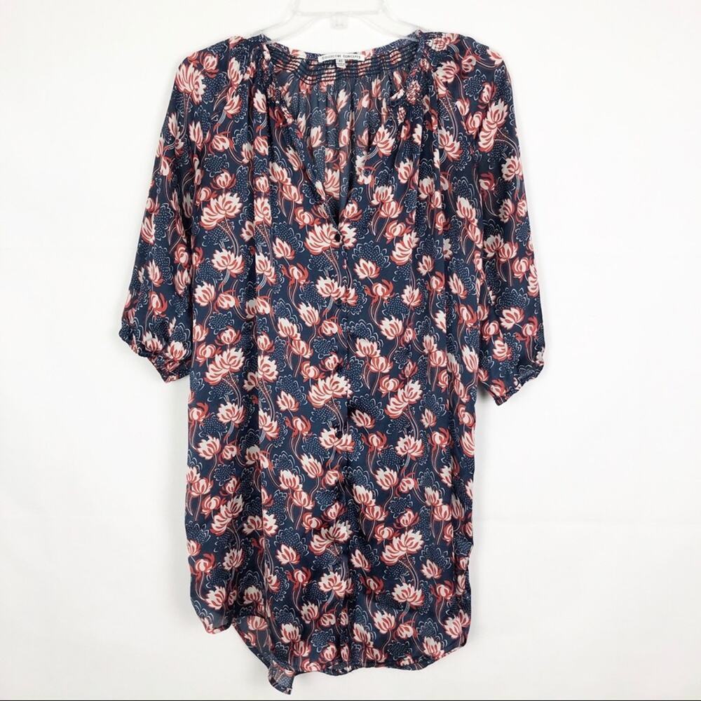 Collective Concepts Tunic Top Womens XS Dark Floral Autumn Fall Boho Minimalist